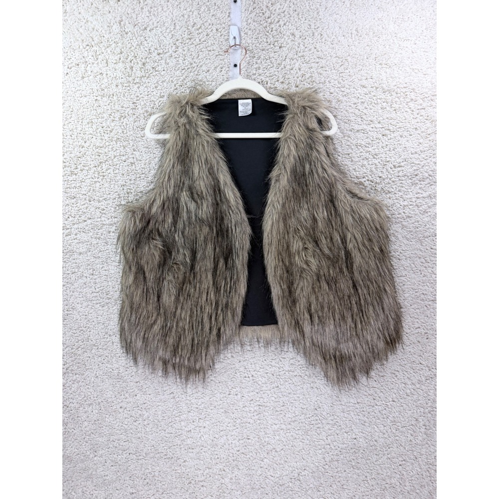 Unbranded Faux Fur Vest Women XL Brown Shaggy Open Front Boho Layering Piece